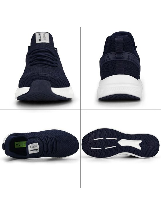 ?Men\'s Dark Blue Mesh Pull on Comfortable Lace Up Breathable Fashion Shoes